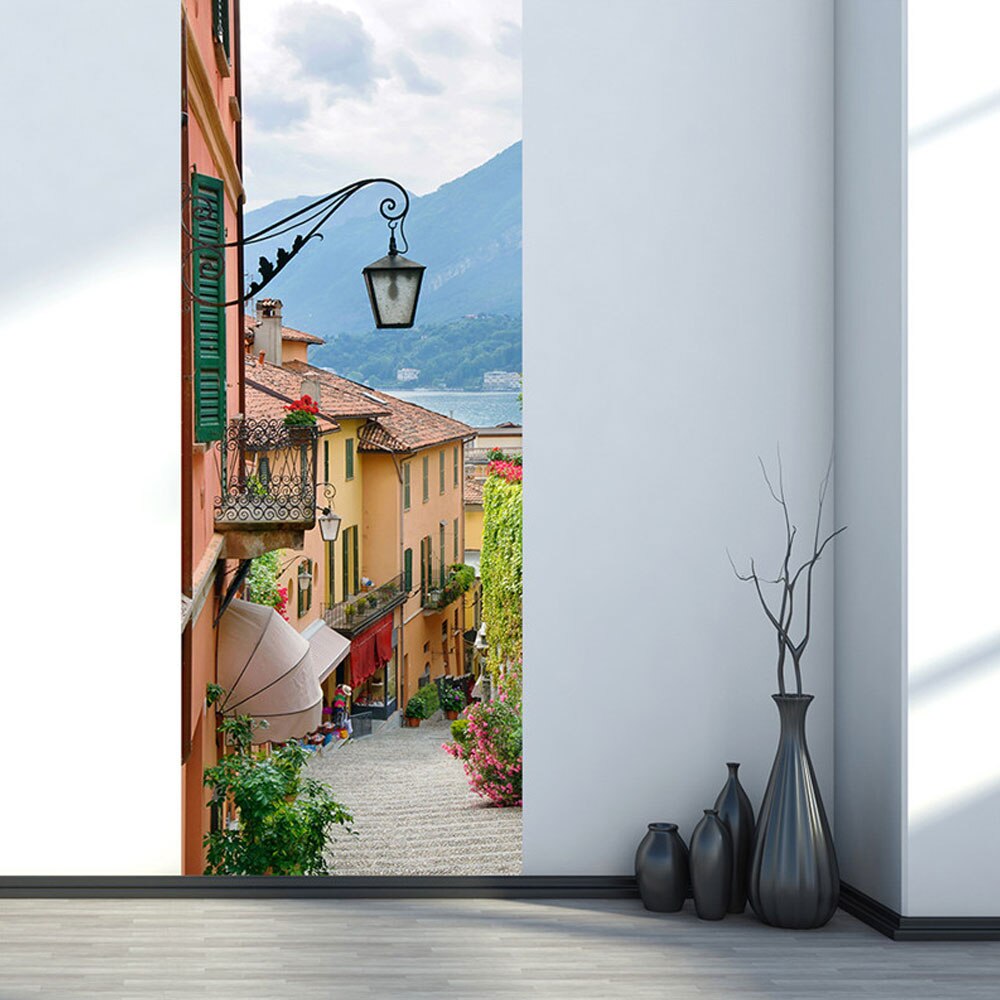 2 unids/set Luz de Calle Puerta arte Decor hogar DIY de 3D puerta pegatinas patrón de pared habitación decoración de la puerta del hogar Decoración