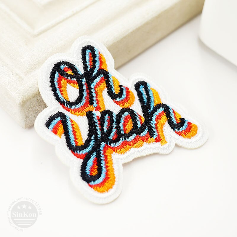 Oh yeah (Size:6.0x6.5cm) Cloth Patch Badges Mend Decorate Patch Jeans Bag Hat Clothes Apparel Sewing Decoration Applique Patches