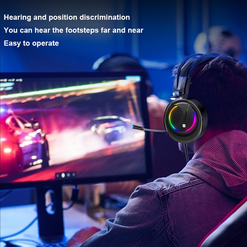 Gaming Hoofdtelefoon Voor Pc Gamer Headset Head-Mounted Met Kleurrijke Verlichting 3.5Mm Plug Voor Pc Computer PS4 Xbox