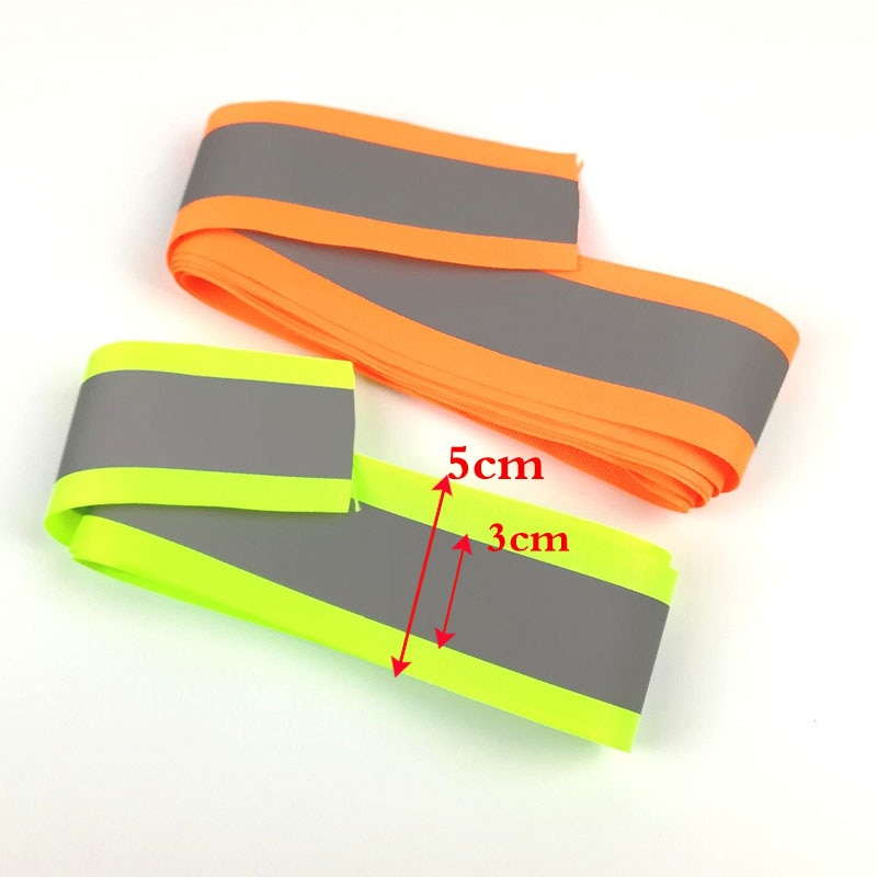 3 meter Luminous stripe Ribbon Reflective Webbing Weaving Piping Taps Fabric safety Clothing sewing accessories lime/Orange