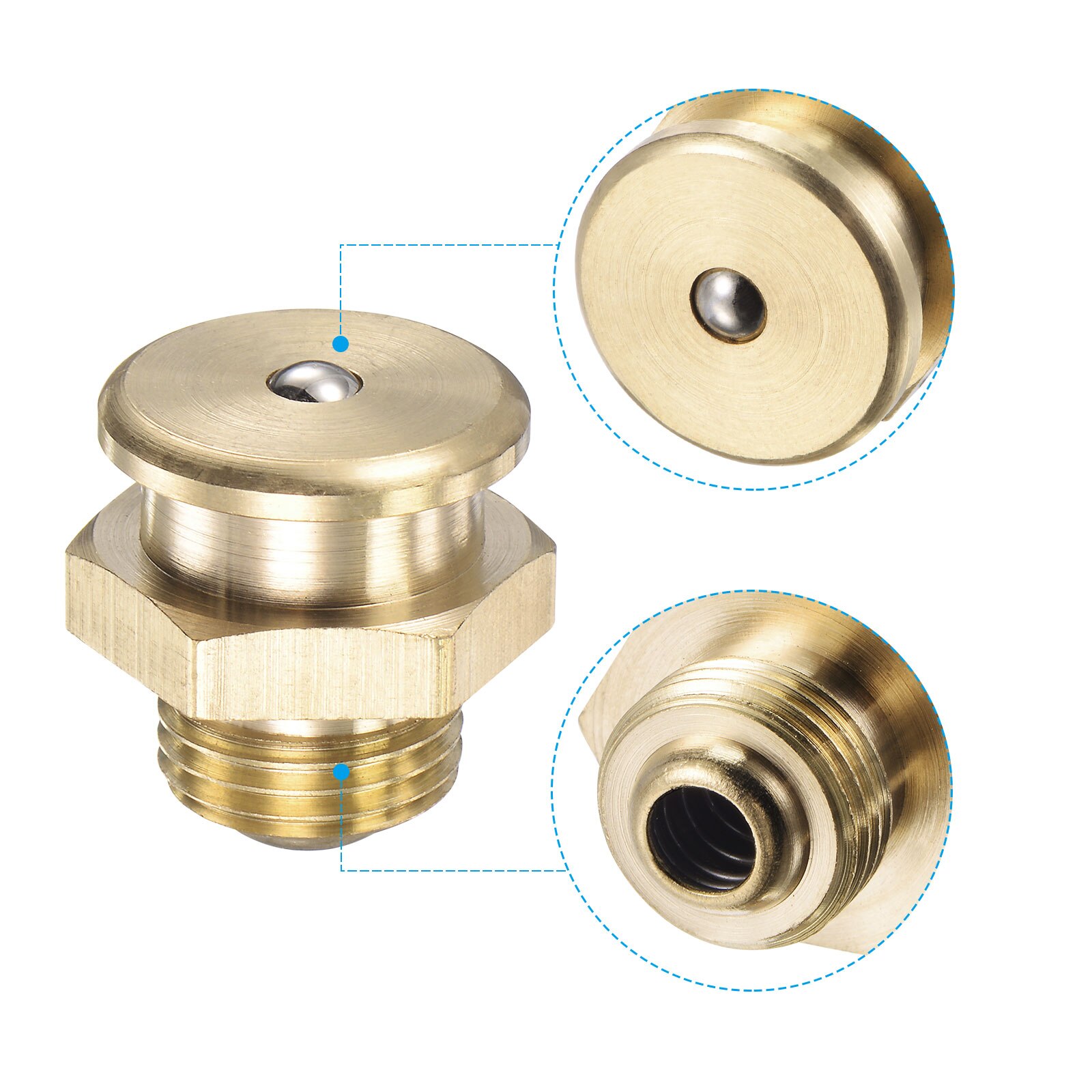 Uxcell Brass Push Button Grease Oil Cup M16x1.5 Male Thread Ball Oiler for Lubrication System