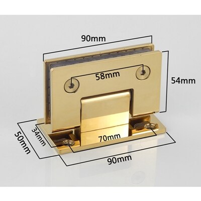 Manija de puerta de vidrio para ducha, bisagra de acero inoxidable dorada, abrazadera de cristal, Clip de puerta, accesorios de baño, Hardware: 90 degrees