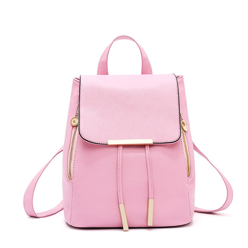 Backpack Women Pu Leather Female Backpacks Teenager School Bags Mochila Feminina Rucksack Mochilas Mujer: Pink