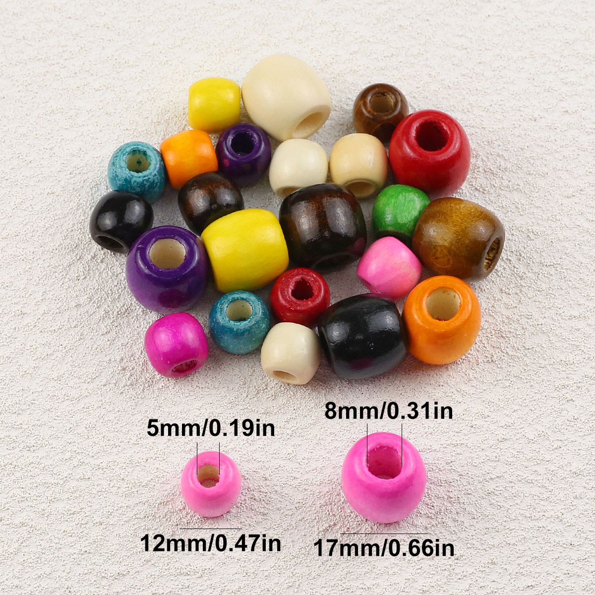 50/30 stk. farvede træperler, 11*12/16*17mm perforerede løse træperler til gør-det-selv armbånd, halskæder, smykkefremstillingstilbehør