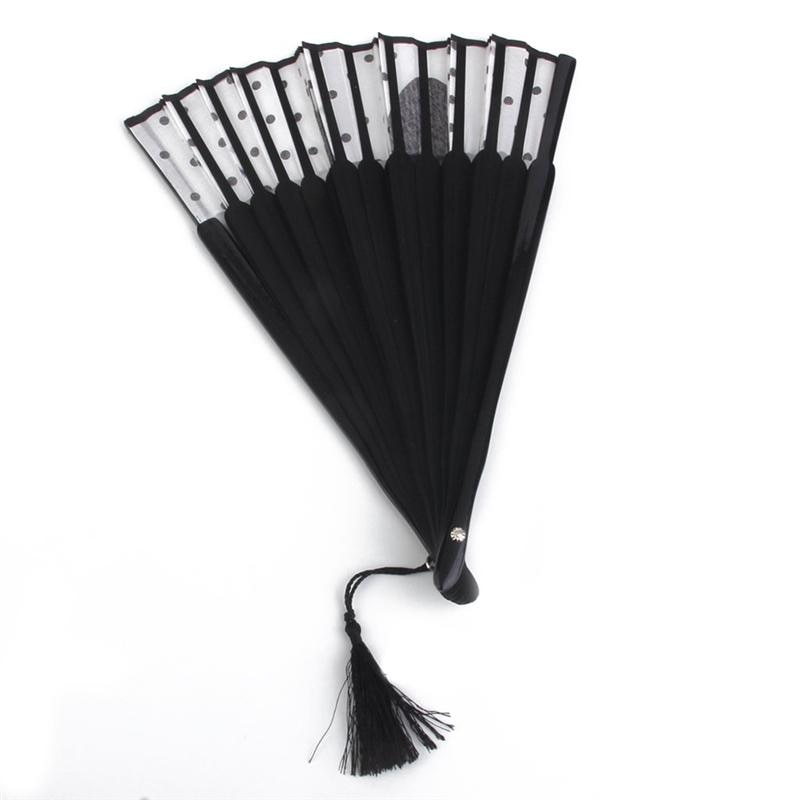 1pc dekorative vifter vintage kinesisk silke fan håndholdt fan tegneserie kat print foldning boligdekoration håndværk  a3