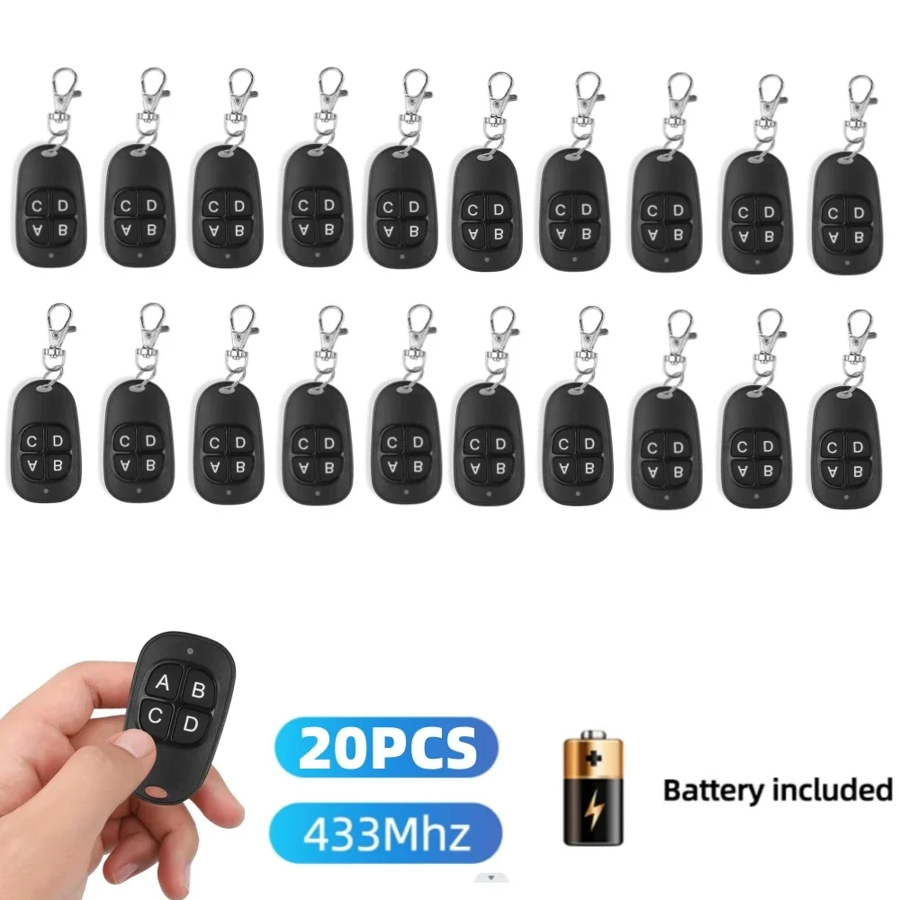 5-20pcs 433MHz Remote Control Universal Garage Remote 4 Buttons Duplicator Controller Replacement Wireless Car Keys for Garage: Red