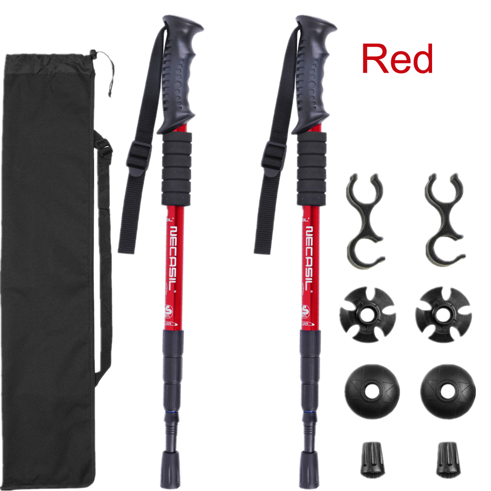 2 Pack Trekking Poles Outdoor Mountaineering Tools Hiking Canes Aluminum Ski Camp Telescopic Wands Mountaineering Essentials: Red
