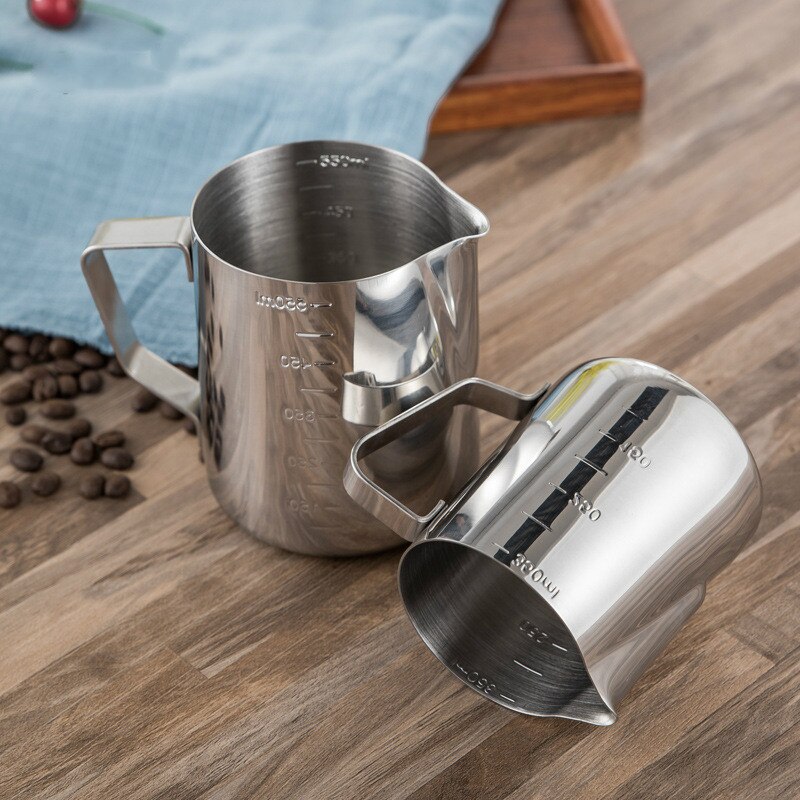 350L/600L/1000L Stainless Steel Frothing Jug Coffee Cappuccino Milk Pot Espresso Cups Latte Art Milk Frother Frothing with Scale