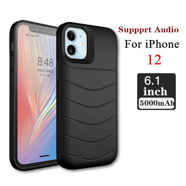 Battery Charger Cases For iPhone 12 Pro Max 12 Pro Battery Case External Charging Cover For iPhone 12 12 Mini Power Bank Cases: 12 (6.1 inch)