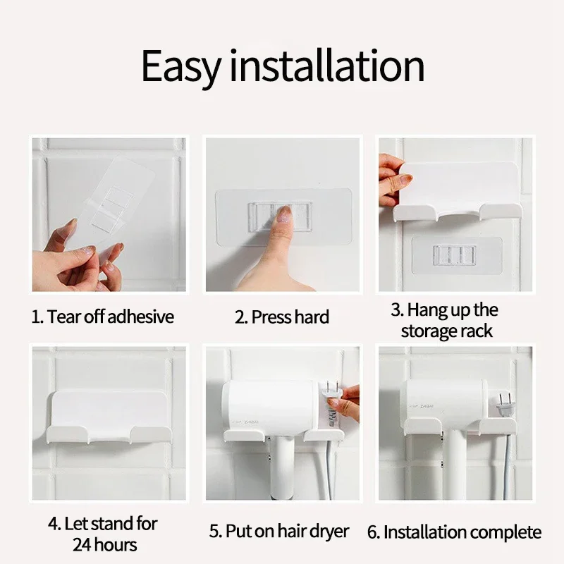 1/2 Stuks Wandmontage Föhn Houder Voor Badkamer Plank Föhn Opbergrek Plastic Föhn Stand badkamer Organizer