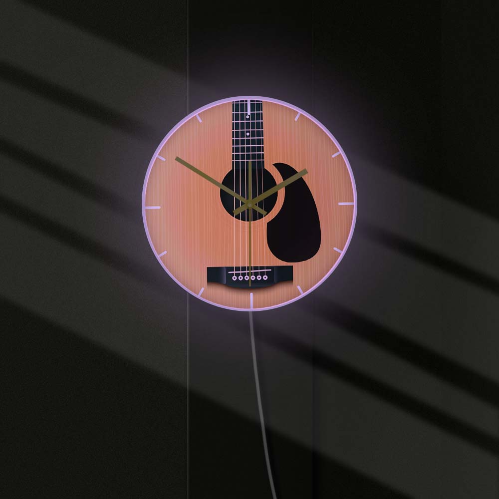 Akustische Gitarre Dekorative Wanduhr Musik Instrument Minimalistischen Wohnkultur Stille Zauberstab Uhr Musiker Studio Gitarrist