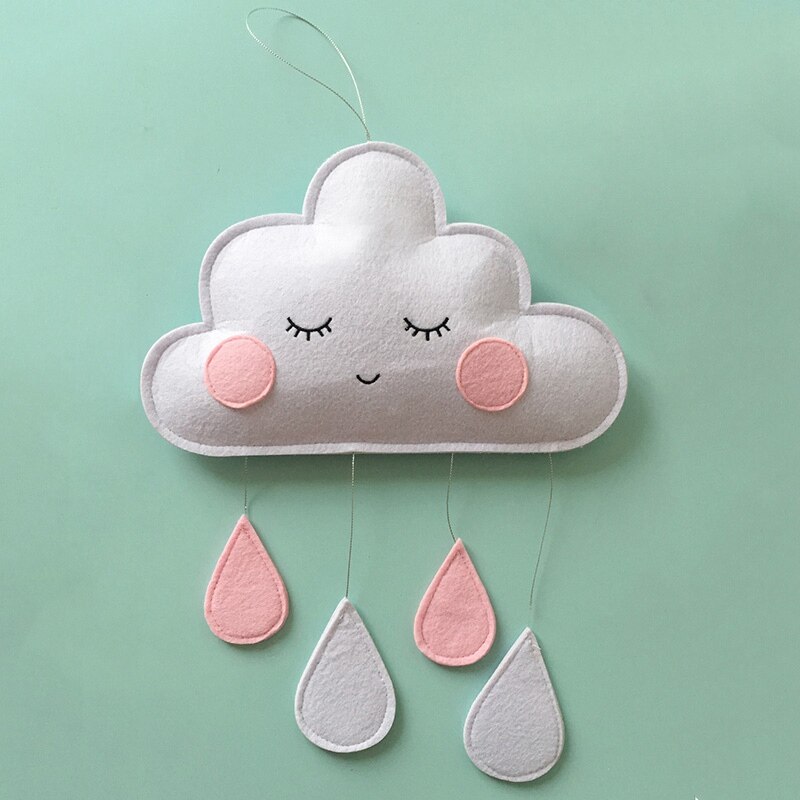 Baby Slaapkamer Decor Opknoping Speelgoed Wolken Regenachtige Pasgeboren Opknoping Ornamenten Baby Decoratie Kinderkamer Decoratie Waterdruppels: 4