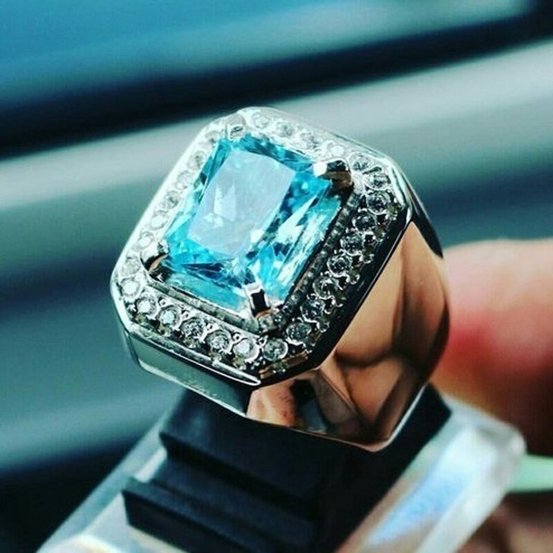 exquisit Meer Blau Zirkon männer, Verlobung, Hochzeit Ring Schmuck