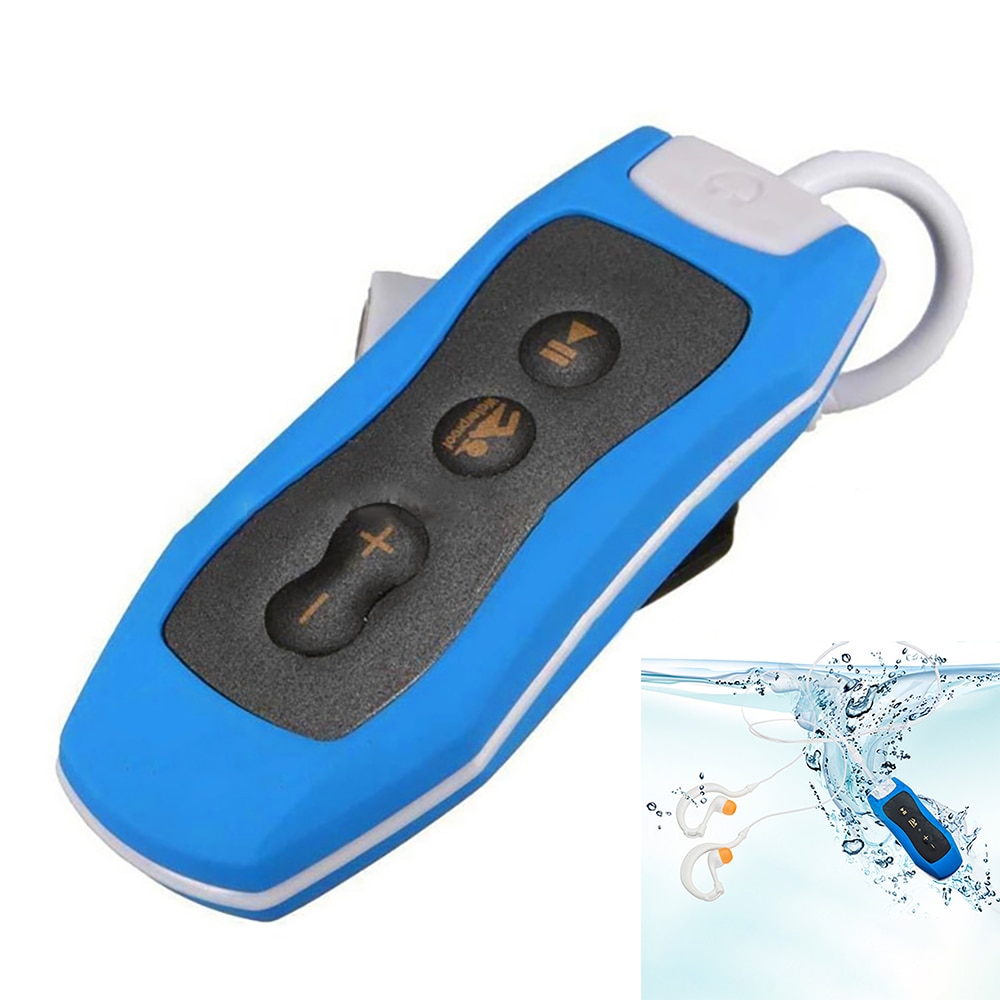 IPX8 reproductor de Mp3 para natación a prueba de agua, auriculares para reproductor de música con función Shuffle con auriculares para nadar Radio FM 4G 8G al aire libre