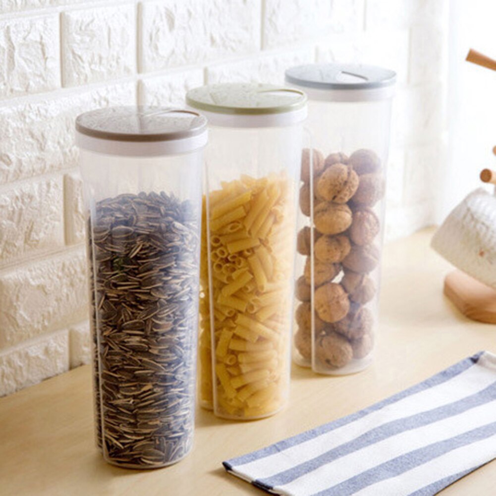 1Pc Multifunction Pasta Noodle Grain Cereal Bean Rice Food Storage Container Clear Reusable Kitchen Sealed Box