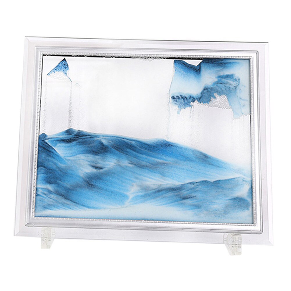 3D Dynamische Vloeiende Grit Zand Schilderij Transparante Glazen Frame Tekening Landschap SCVD889: Blue 5 Inch