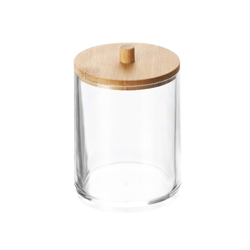 Acrílico redondo Qtip contenedor recipientes para especias tazón de algodón de maquillaje organizador para almohadilla de la joyería caja de almacenamiento de titular de caramelo tarros con tapa: 6