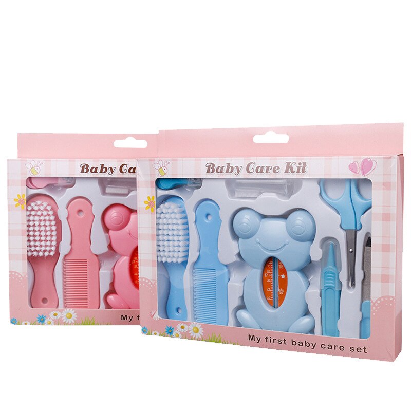 8Pcs/set Baby Nail Hair Health Care Scissors Thermometer Kit Newborn Infant Children Travel Portable Grooming Brush Set CL5821