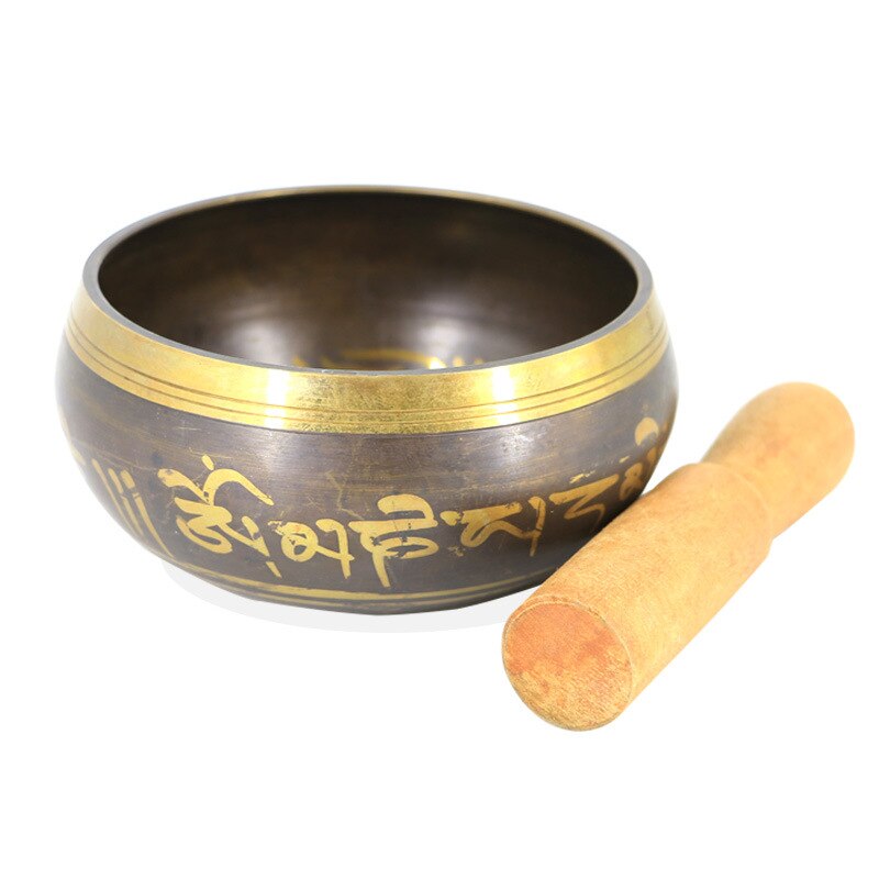 Håndlavet nepal sangskål chakra meditation tibetansk skål messing buddhistisk yoga sangskål med pind 8-17.5cm: 9.5cm og hold fast