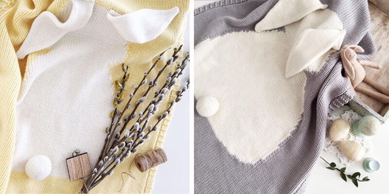 eins Kaninchen Ohr Decke Dreidimensionale Kaninchen Decke freundlicher Gestrickte Decke Strand matt Baby Decke