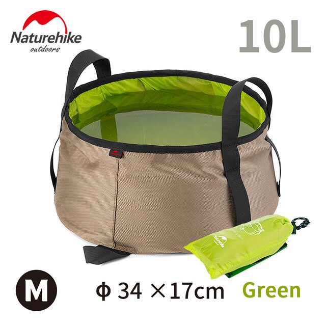 Naturehike udendørs camping vandbeholder rejse bærbar foldbar vandspand vaskeskål udendørs camping vandreture rejse fiskeri: M 10l- grønne