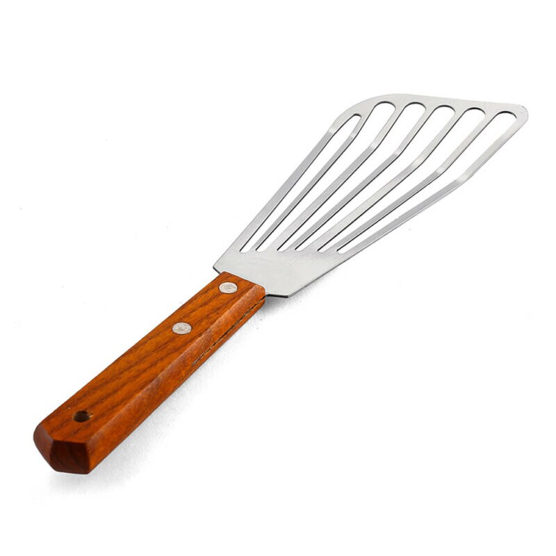 Fish Spatula Metal Stainless Steel Blade With Wooden Handle Fish Tuner Utensils For Kitchen Cooking Tool