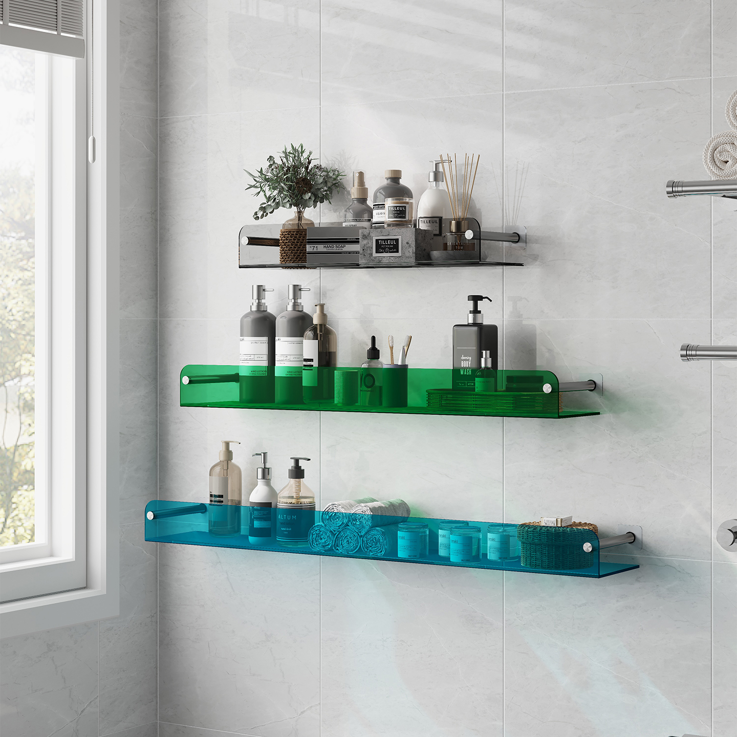 Akrylowa półka ścienna robić łazienki, półka ekspozycyjna na figurki Muzyka pop, wisząca półka na zdjęcia robić łazienki, sypialni, kuchni, salonu