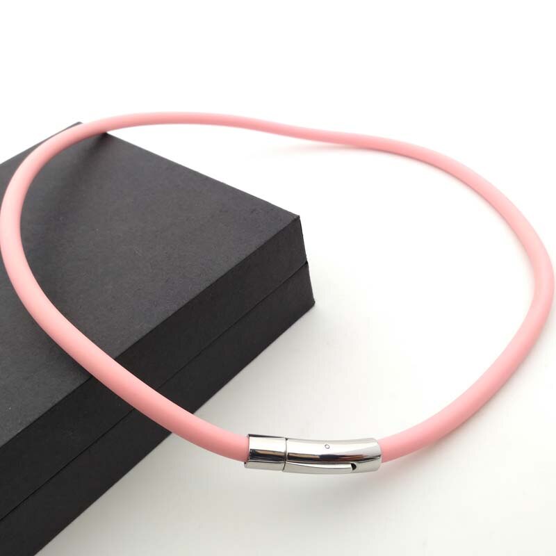 stainless steel magnetic buckle multi-color silicon rubber energy necklace for magnetic therapy and the necklace