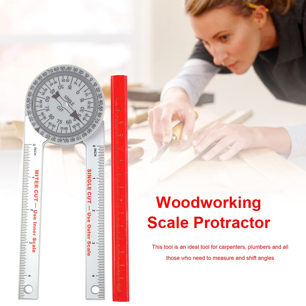 Pro 360-Degree Angle Ruler Goniometer Woodworking Pencil High Precision Protractor for Carpenter Inclinometer Measuring Tool