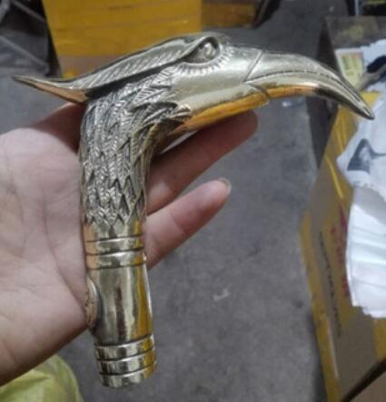 Chinese Oude Bronzen Hand Gesneden Cobra Standbeeld Cane Wandelstok Hoofd