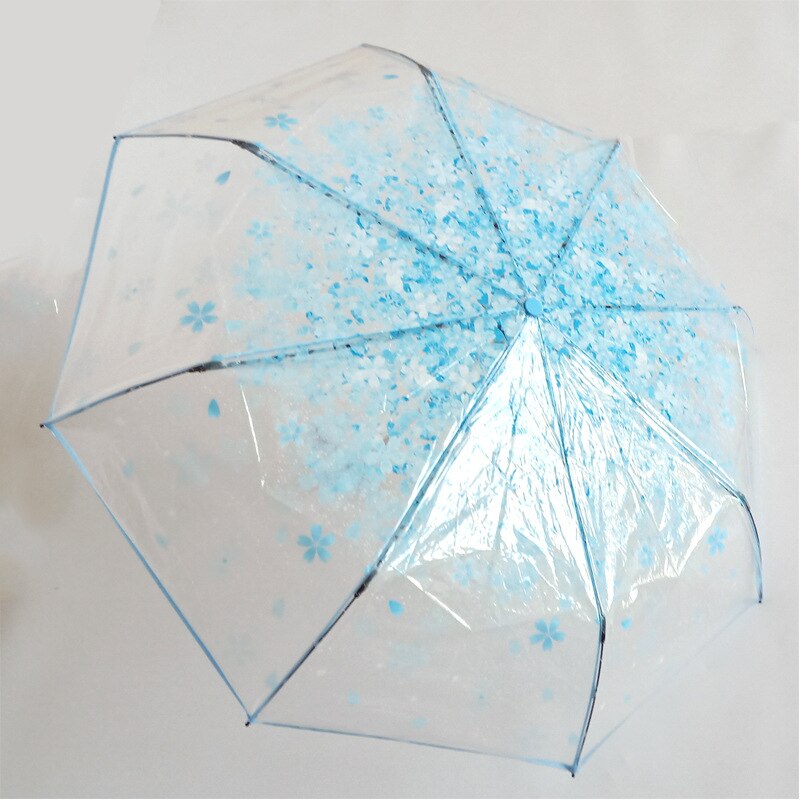 3 folde gennemsigtig kvinders paraply udenfor regnudstyr blomster klar kvindelig piges parasol  ts039