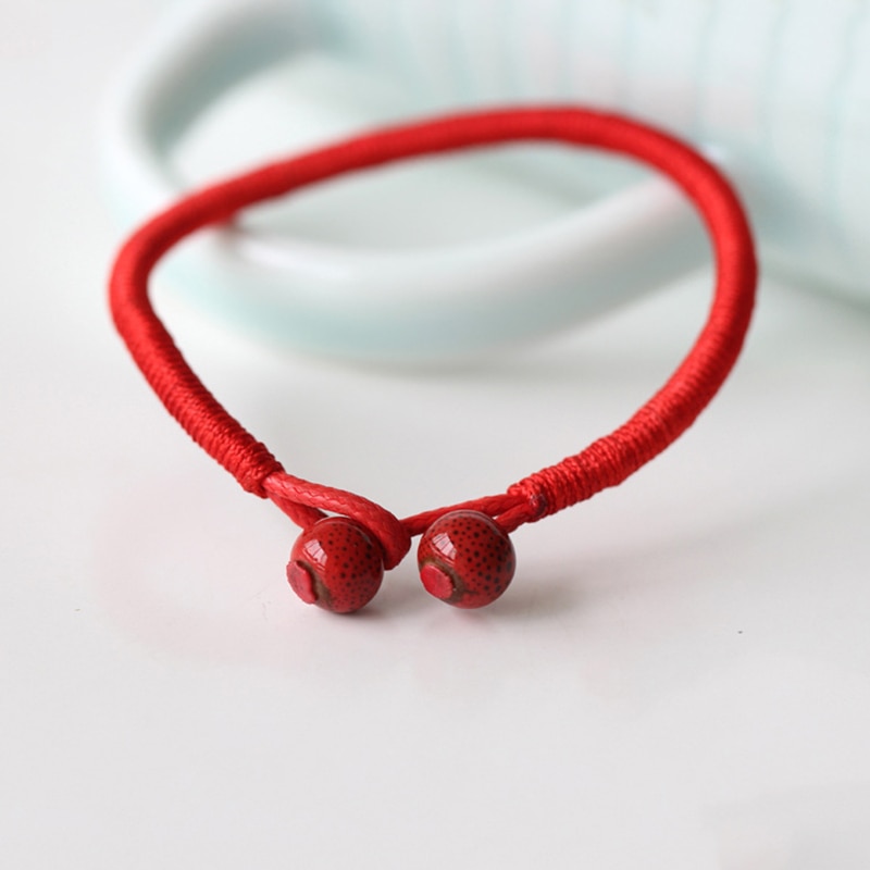 2Pc Women Lovers Lucky Bracelets Bead Red String Ceramic Beads bracelets & bangles Men Handmade Accessories Jewelry Crafts