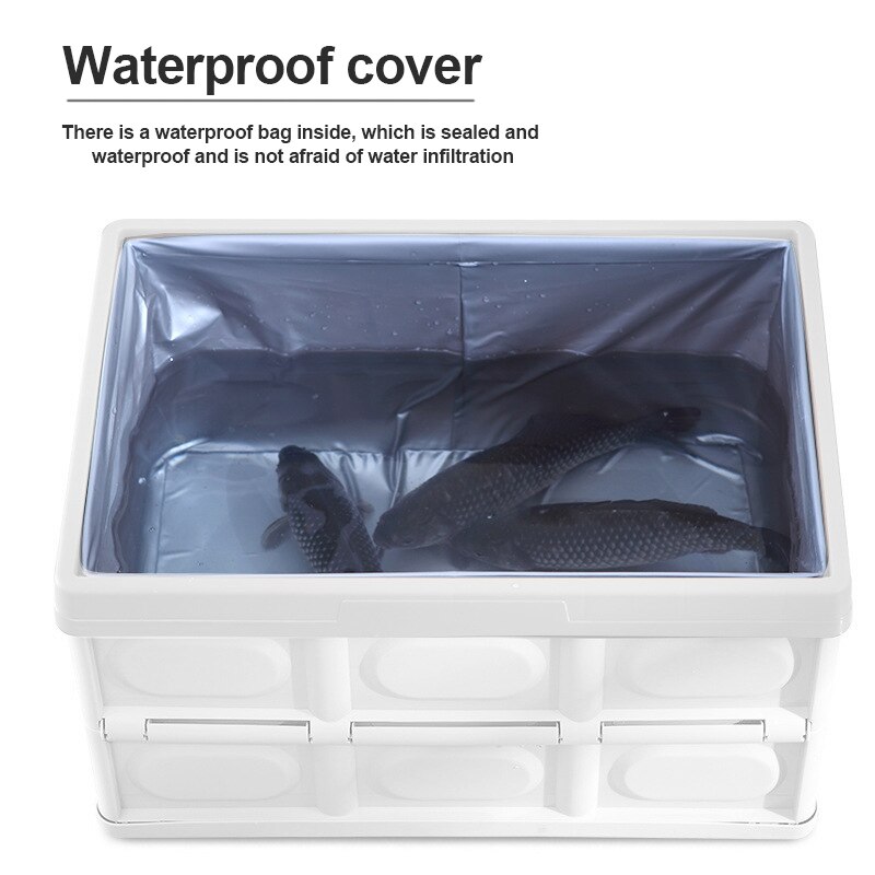 30L 56L Outdoor Plastic Folding Storage Box With Wooden Lid For Travel Organizer Car Sundries Food Container Lunchbox Fiambrera