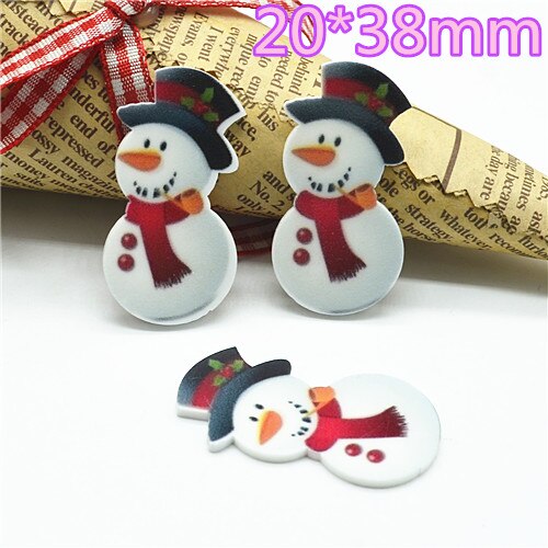 Résine planaire kawaii, arbre bonhomme de neige de noël, décoration à dos plat, charme artisanal, accessoires centraux pour cheveux, à faire soi-même, 10 pièces: 2