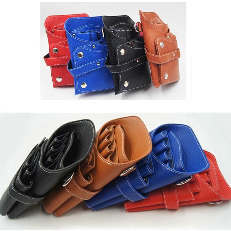 Pouch Case With Waist Shoulder Belt Holster Scissors Clips Combs PU Leather Holder Bag For Barber Shop Hairdressing Salon Tool