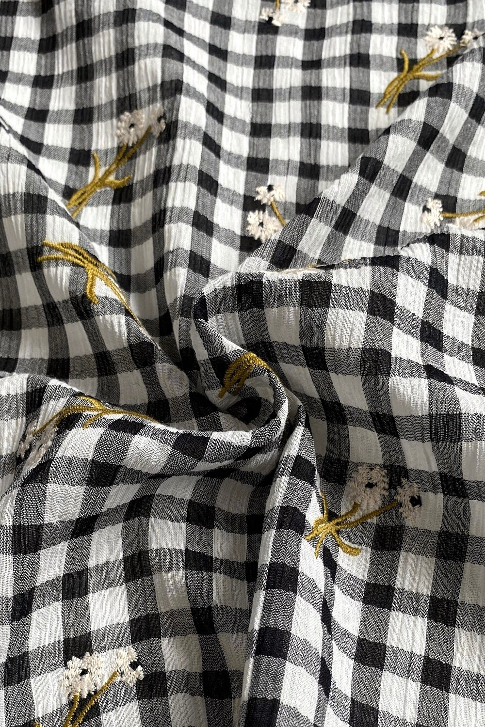 140cm ultra thin micro - translucent classic black and white sunrise gaya cotton embroidered fabric: Default Title