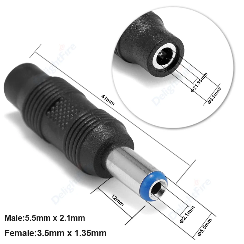DC-Netzstecker-Stecker-Adapter, 5,5 x 2,1 mm Buchse auf 5,5 x 2,5 mm Stecker, Schalttafelmontage, Terminal-Konverter für Laptop: Braun / Unter 5 Stücke