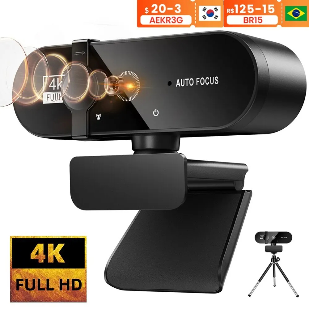 4k webcam 1080p mini câmera 2k full hd webcam com microfone 30fps usb web cam para foco automático pc portátil câmera de gravação de vídeo