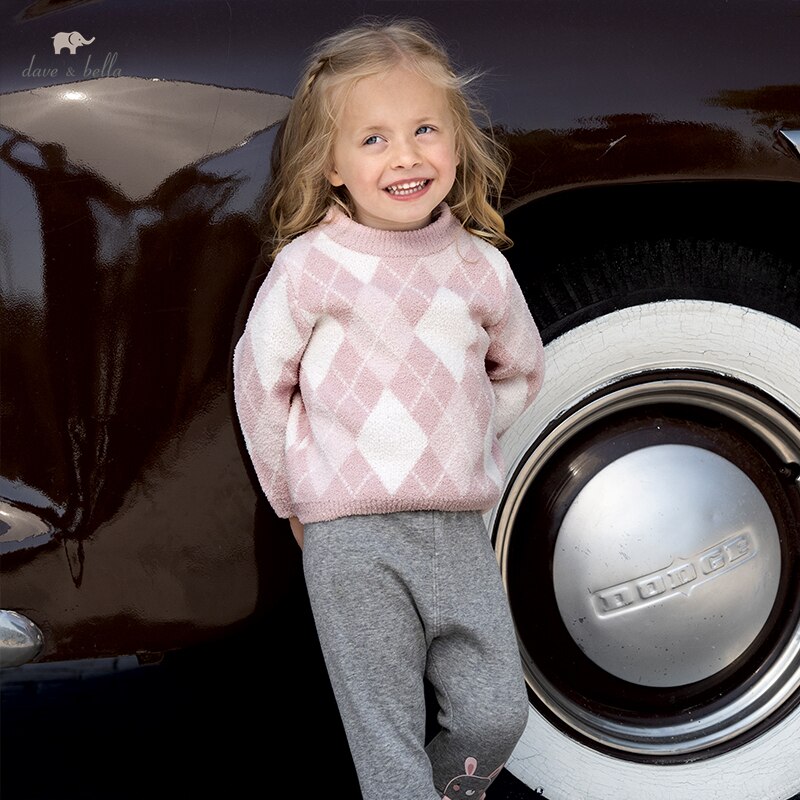 DBJ19495 Dave Bella Winter Leuke Baby Unisex Kerst Plaid Gebreide Trui Kinderen Meisjes Jongens Mode Peuter Boutique Tops