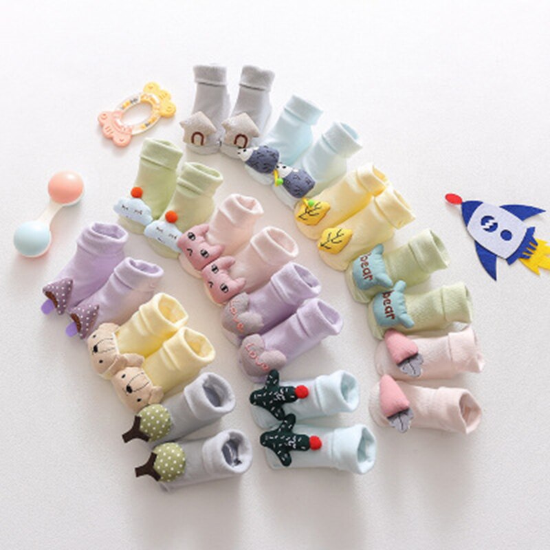 0-18 monate Baby Socken Boden Non-slip Cartoon Obst Gummi Anti Slip Baumwolle glocken Baby Mädchen Jungen weiche Nette Stiefel