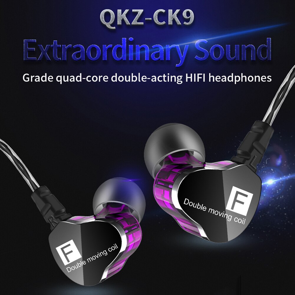 Merk qkz  ck9 oortelefoon met dubbele bewegende spoel, in-ear headset, zware bas, stereo oortelefoon, hifi dj, sport oortelefoon, headset, oordopje