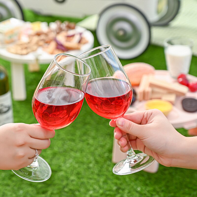 Soporte plegable de plástico para copa de vino, práctico soporte para al aire libre, color blanco y rosa