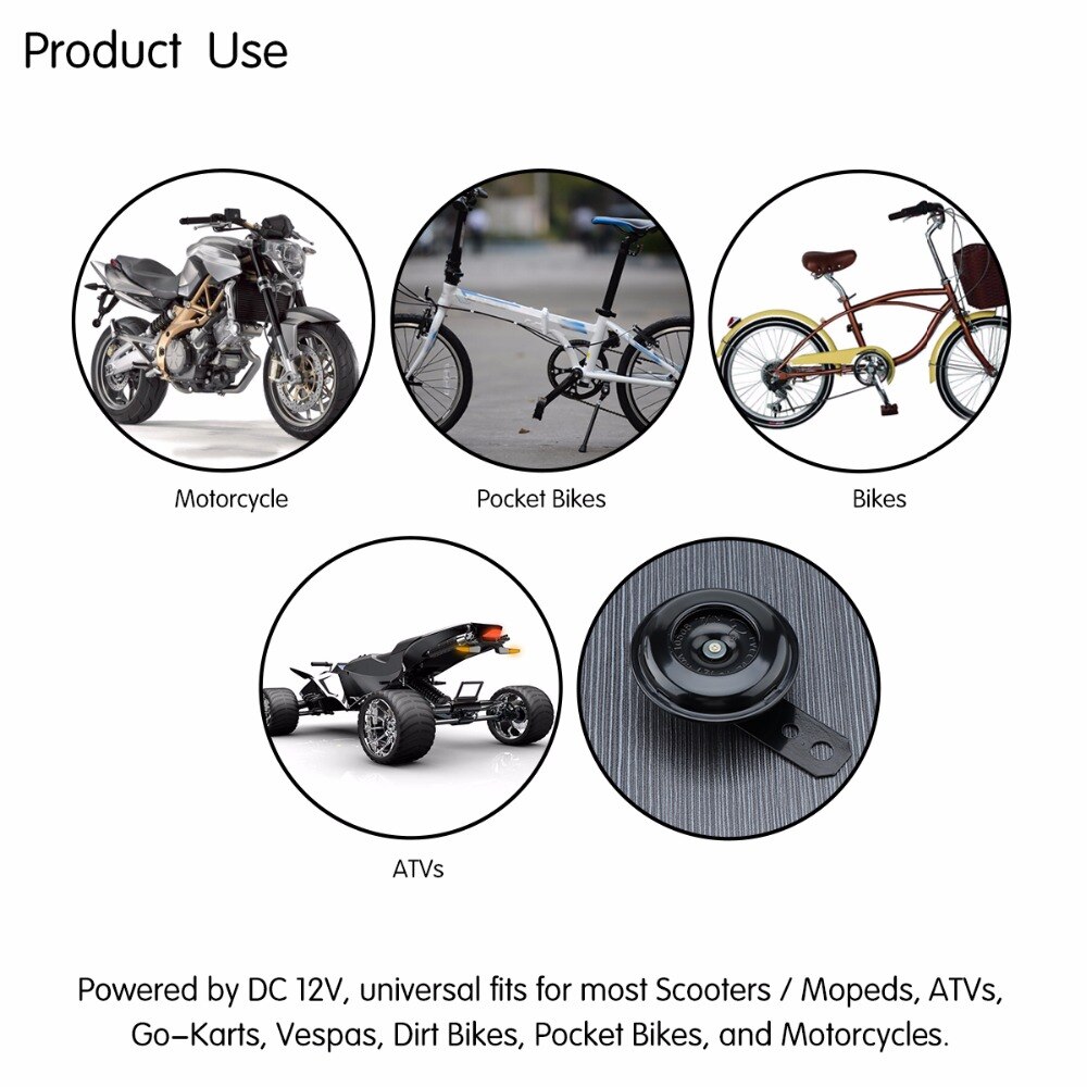 Motorcycle Electric Horn Kit Universal 12V 1.5A 105db Round Loud Horn Speakers For Scooter Moped Dirt Bike ATV Waterproof