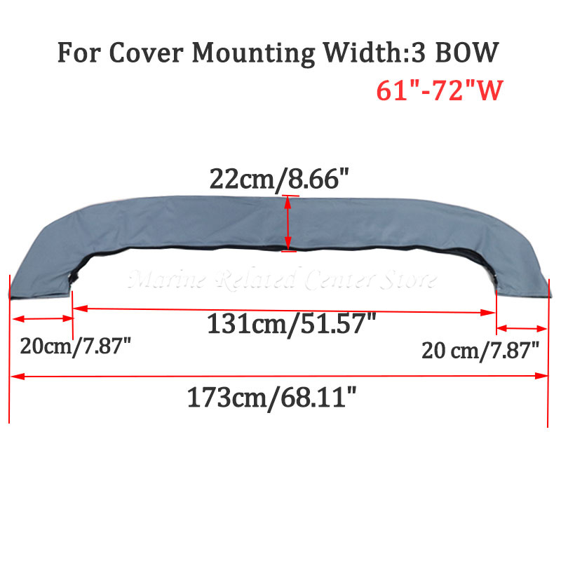 600D Bimini Top Boot Cover 3 Bow No Frame Waterproof Yacht Boat Cover with Zipper Anti UV Dustproof Cover Marine Accessories: Pink