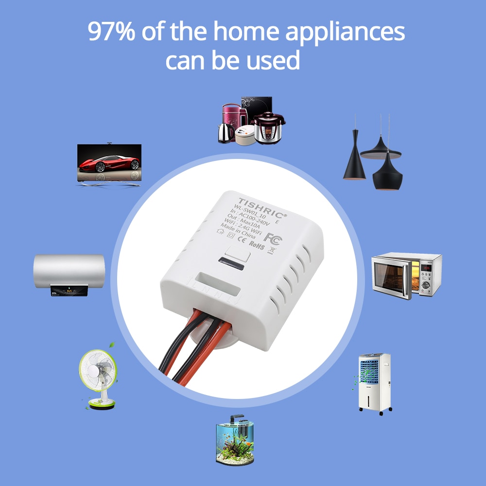 TISHRIC 10/16A Smart Home Automation Basic Wireless Wifi Switch DIY Relay Module Controller Work Wireless Remote Domotica Alexa