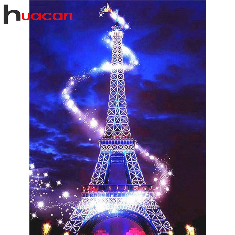 Huacan 5d Diamant Schilderij Eiffeltoren Volledige Boor Mozaïek Fantasy Landschap Borduurwerk Landschap Muurstickers Handgemaakte Cadeau