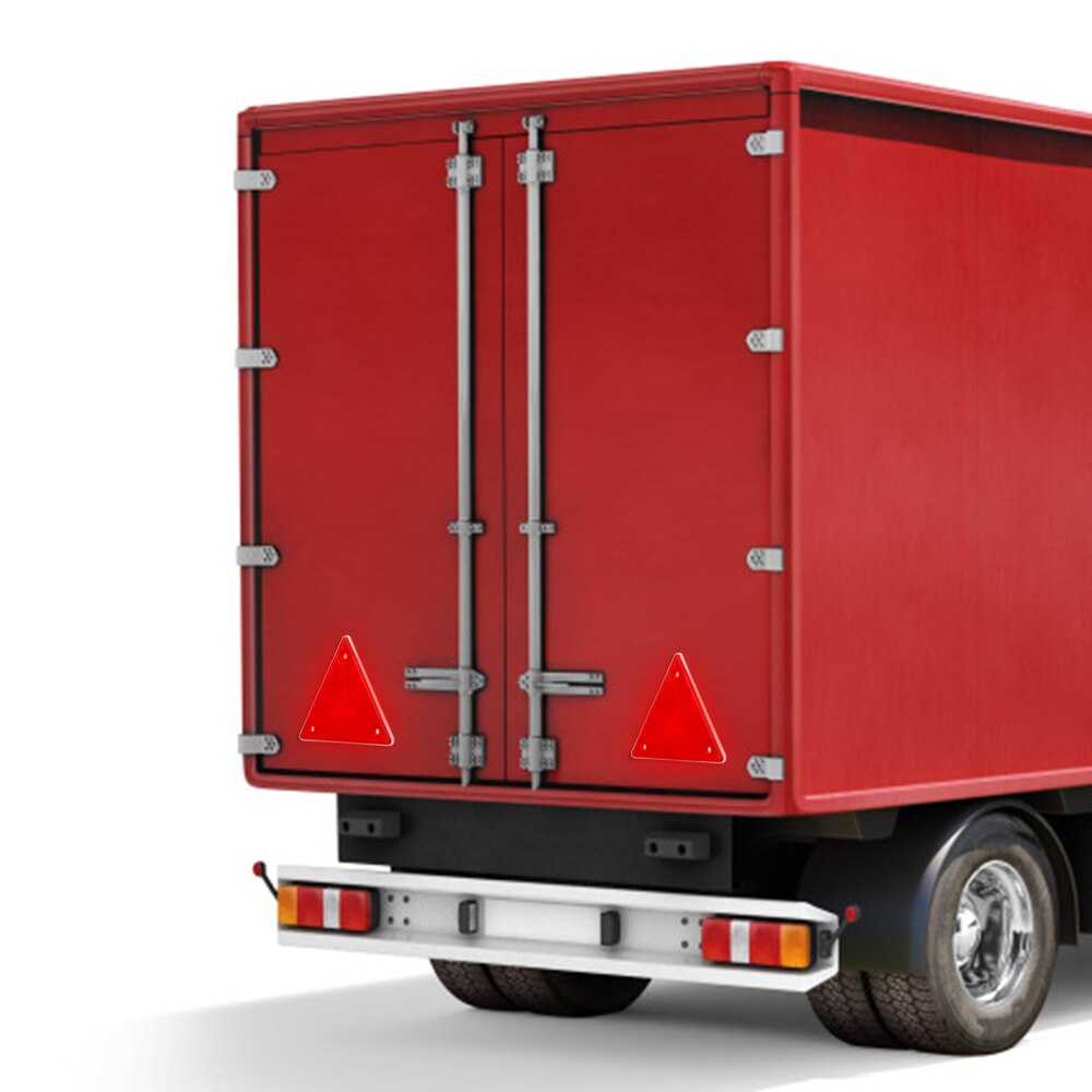 2 Pieces Reflective Sign Board Safety Triangle Warning Reflector Truck Plate Rear Light Stop Warning Sign Red