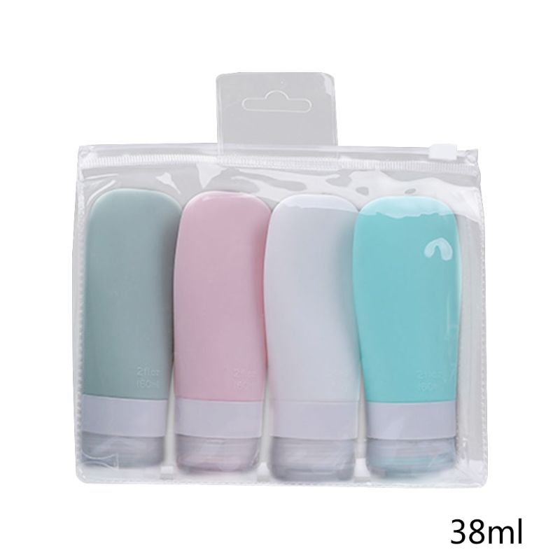 Botellas Vacías de silicona para viaje, botes portátiles a prueba de fugas, tubos rellenables exprimibles, champú, loción, Gel de ducha, 38/60/90ml, 4 unids/set por juego: 38ml