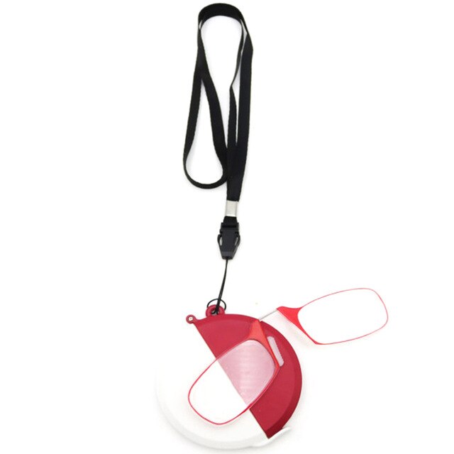 Nonor Mannen Leesbril Hals Opknoping Glazen Mini Neus Clip Op Reader Rimless Portemonnee Vergrootglas Presbyopie Eyewear Met Case: +300 / red