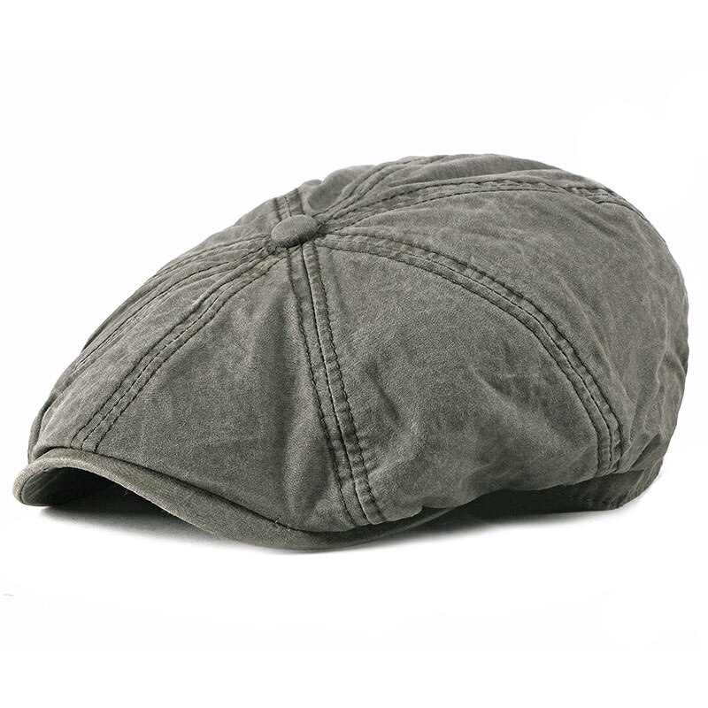 Gorro vintage de ocho hojas para hombre, gorra de algodón lavada para newsboy, Boina informal para exteriores, gorro plano octogonal, sombrero de Pintor británico para otoño: Verde militar